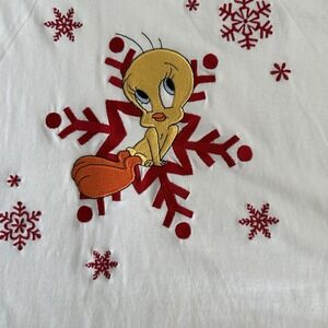 Warner Bros Tweety Bird Night Shirt Embroidered Snowflake Vintage 2000 XS NWT